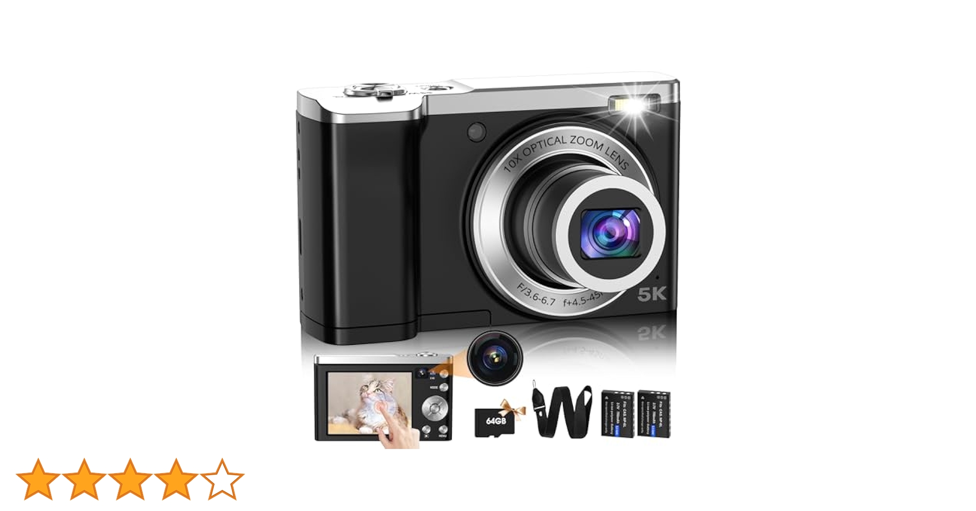 Lecnippy 5K コンパクトデジタルカメラ 10倍光学ズーム Amazon | Lecnippy 5K デジタルカメラ 光学10倍ズーム 5600万